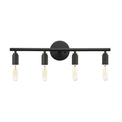 Industrial Black Metal 4-Light Cylinder Vanity Lights Image - 6