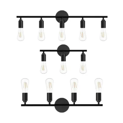Industrial Black Metal 4-Light Cylinder Vanity Lights Image - 7