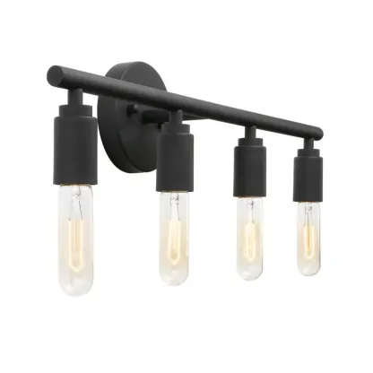 Industrial Black Metal 4-Light Cylinder Vanity Lights Image - 11
