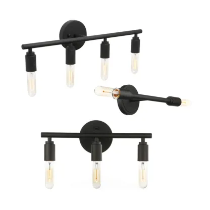 Industrial Black Metal 4-Light Cylinder Vanity Lights Image - 12