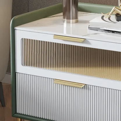 Modern Sintered Stone Top 2-Drawer Nightstand Image - 7