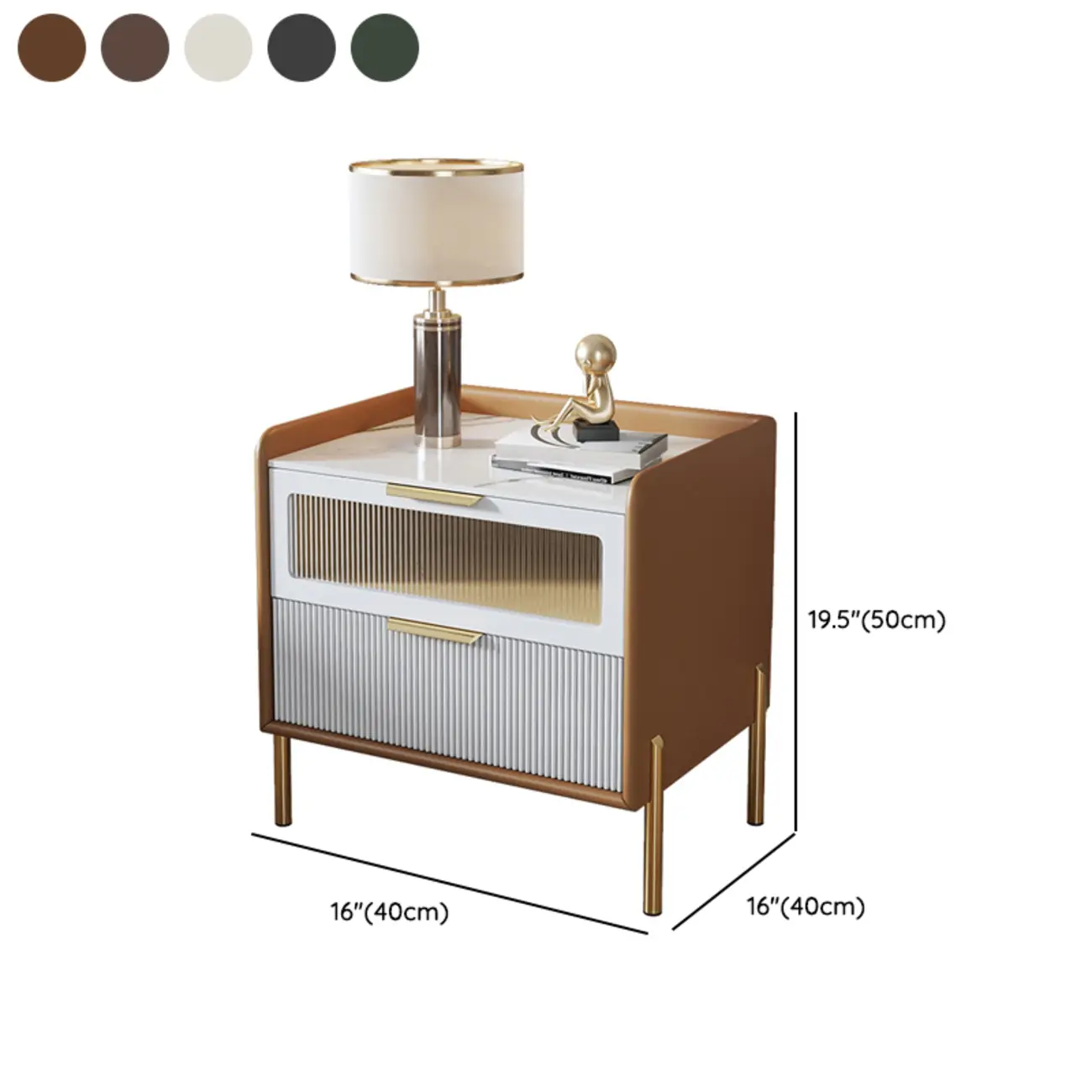 Modern Sintered Stone Top 2-Drawer Nightstand #size | homeyfad