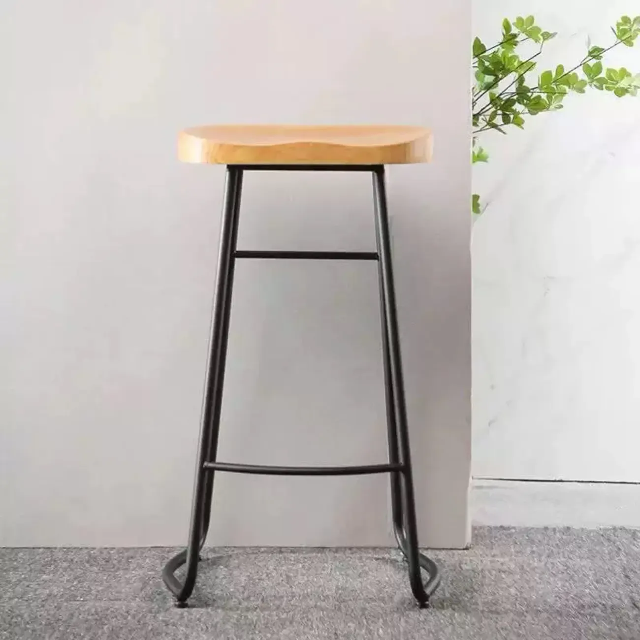 Modern Natural Wood Counter Height Bar Stools Image - 7