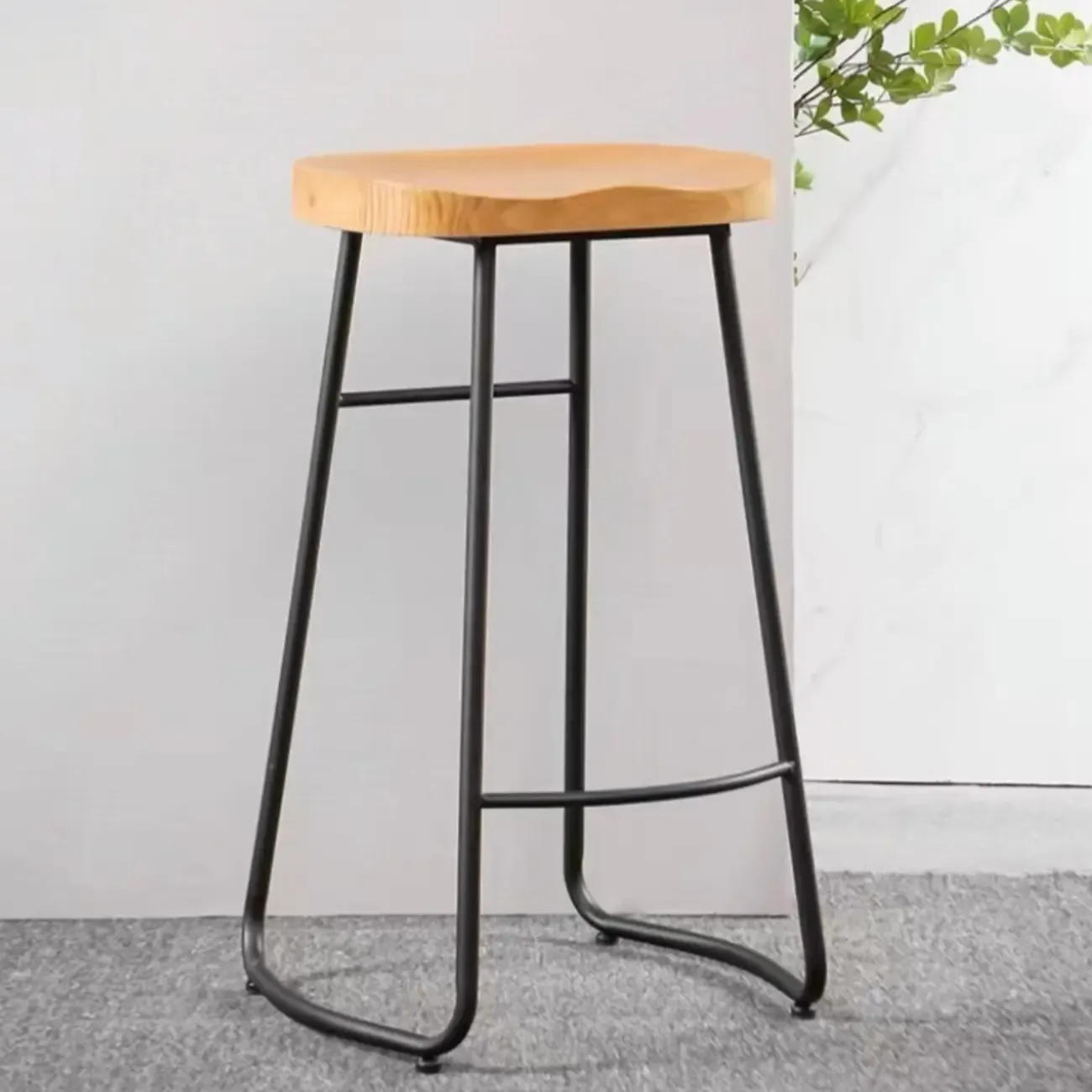 Modern Natural Wood Counter Height Bar Stools Image - 9