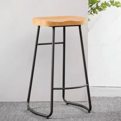 Modern Natural Wood Counter Height Bar Stools Image - 9