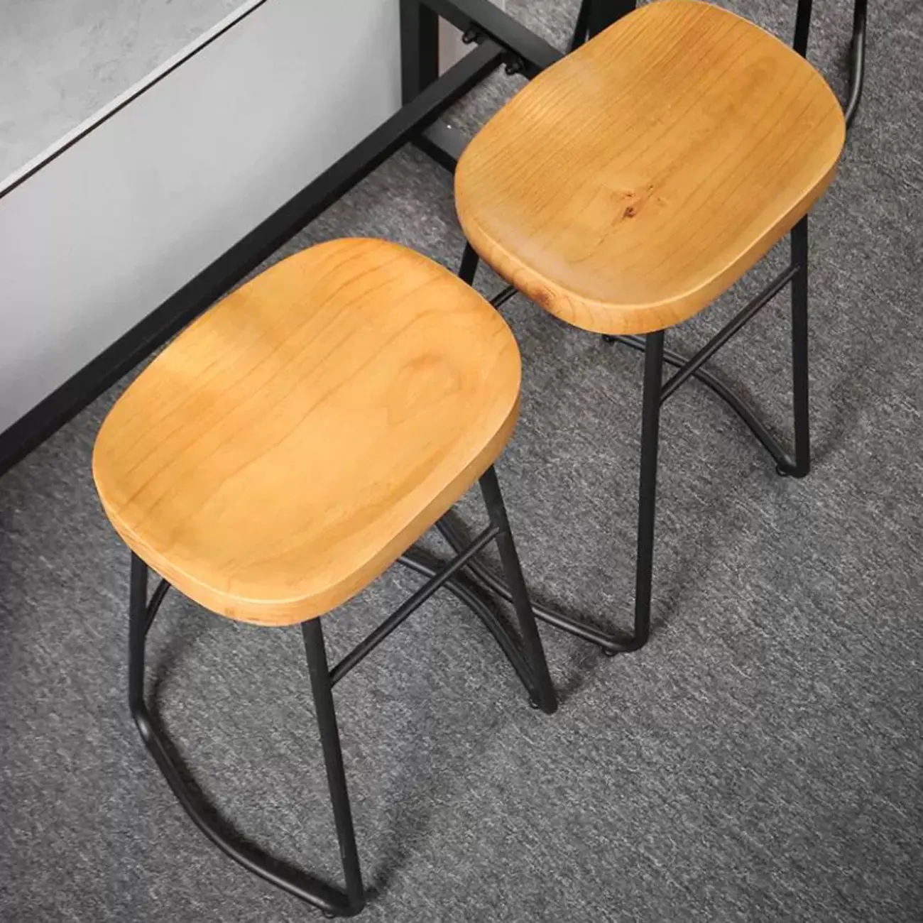 Modern Natural Wood Counter Height Bar Stools Image - 4 | homeyfad