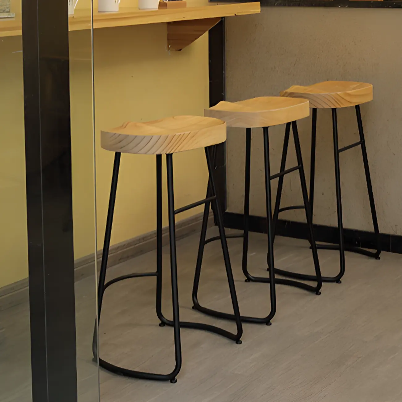 Modern Natural Wood Counter Height Bar Stools Image - 6 | homeyfad