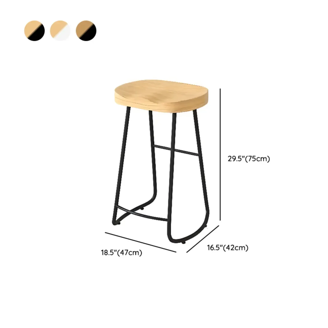 Modern Natural Wood Counter Height Bar Stools Image - 19