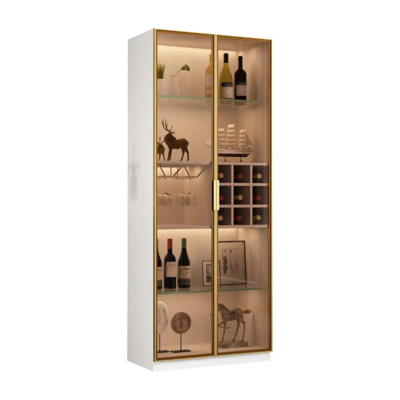 Glam Black Wooden Floor Wine Display Rack Image - 5 | homeyfad