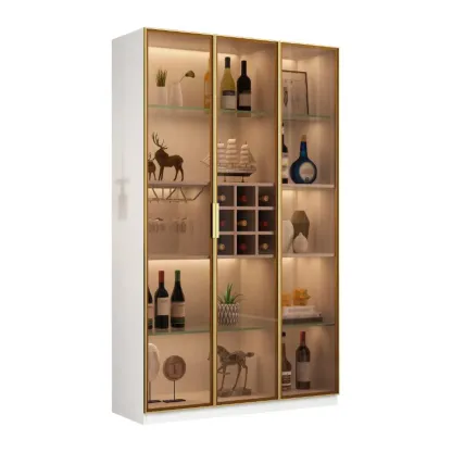 Glam Black Wooden Floor Wine Display Rack Image - 7