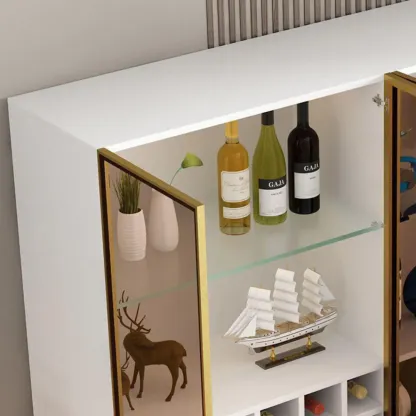 Glam Black Wooden Floor Wine Display Rack Image - 11