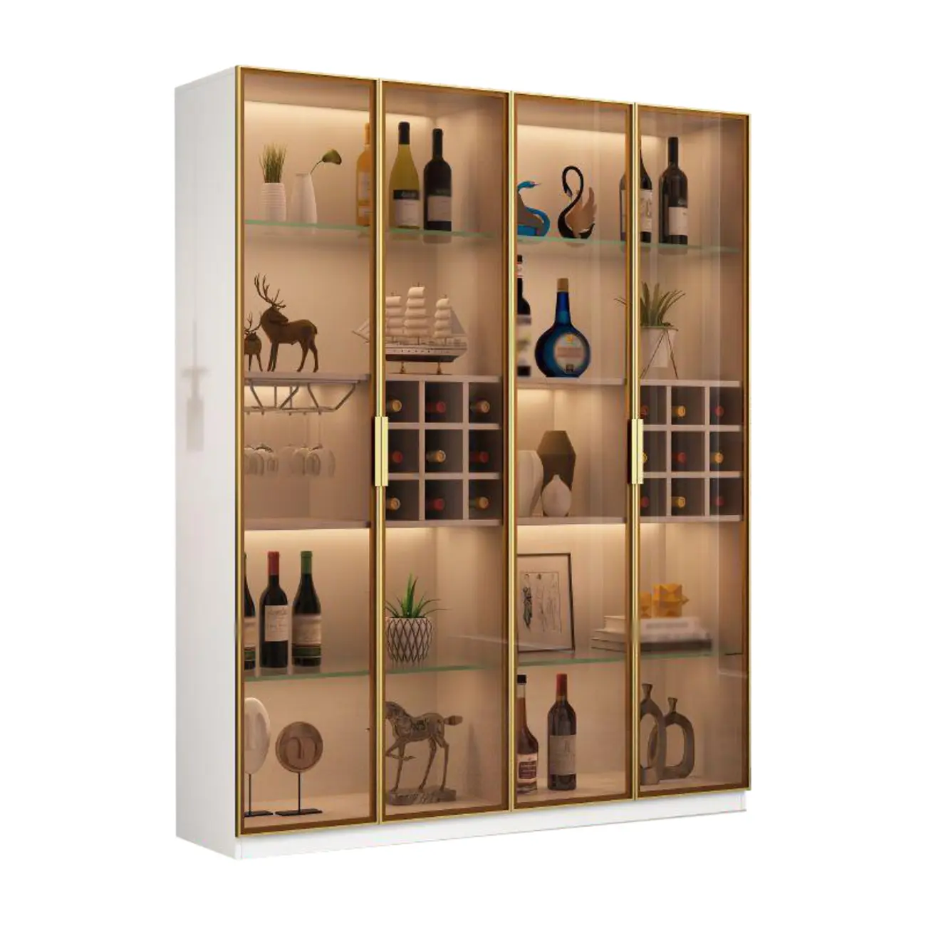 Glam Black Wooden Floor Wine Display Rack Image - 12 | homeyfad