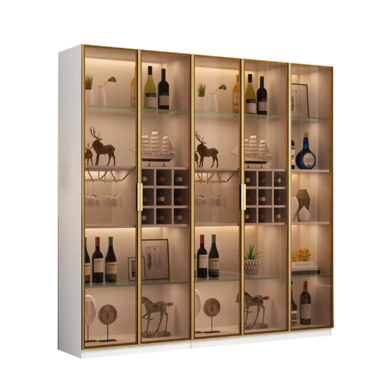 Glam Black Wooden Floor Wine Display Rack Image - 15 | homeyfad