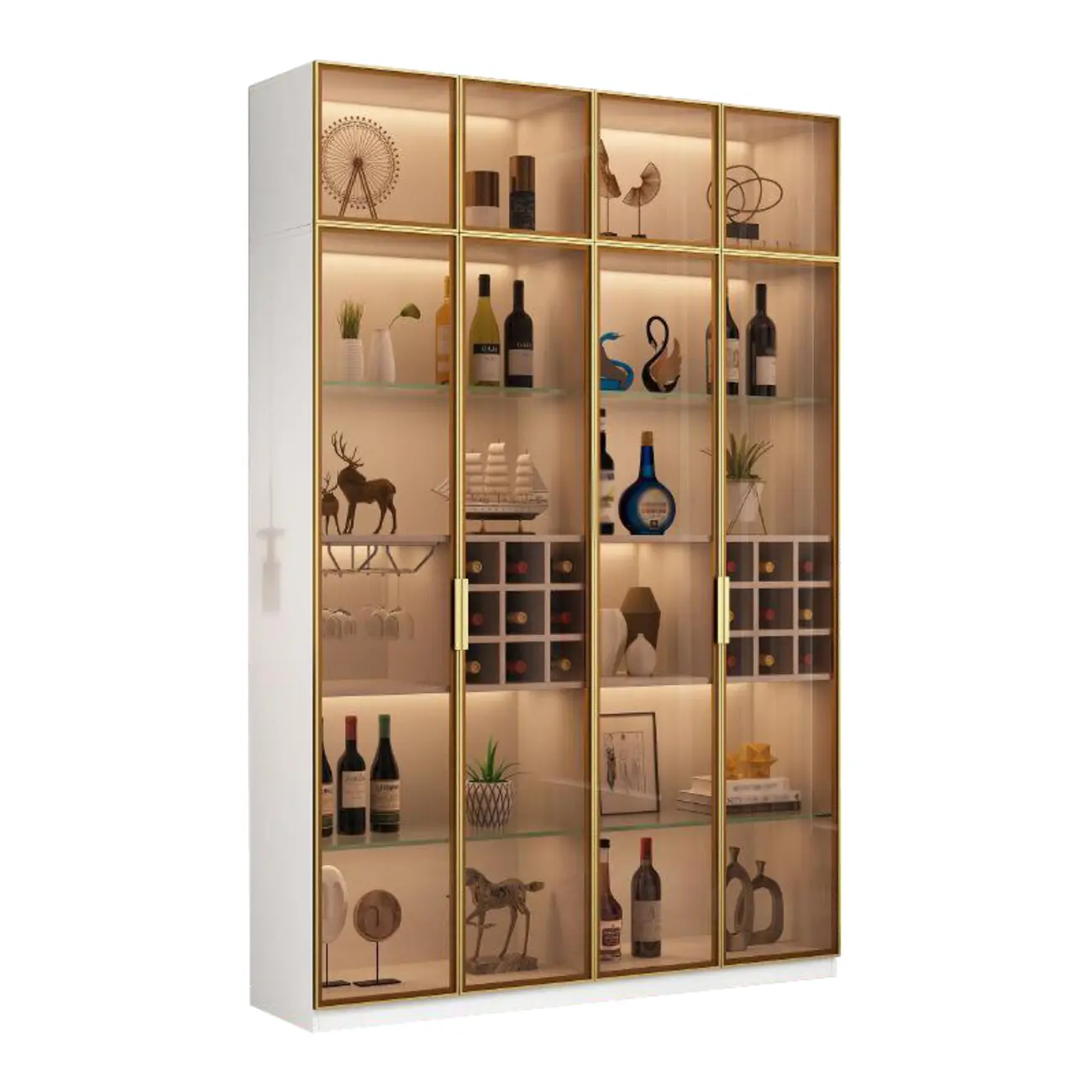 Glam Black Wooden Floor Wine Display Rack Image - 26 | homeyfad