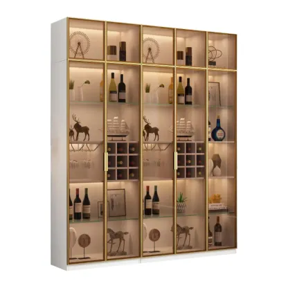 Glam Black Wooden Floor Wine Display Rack Image - 28