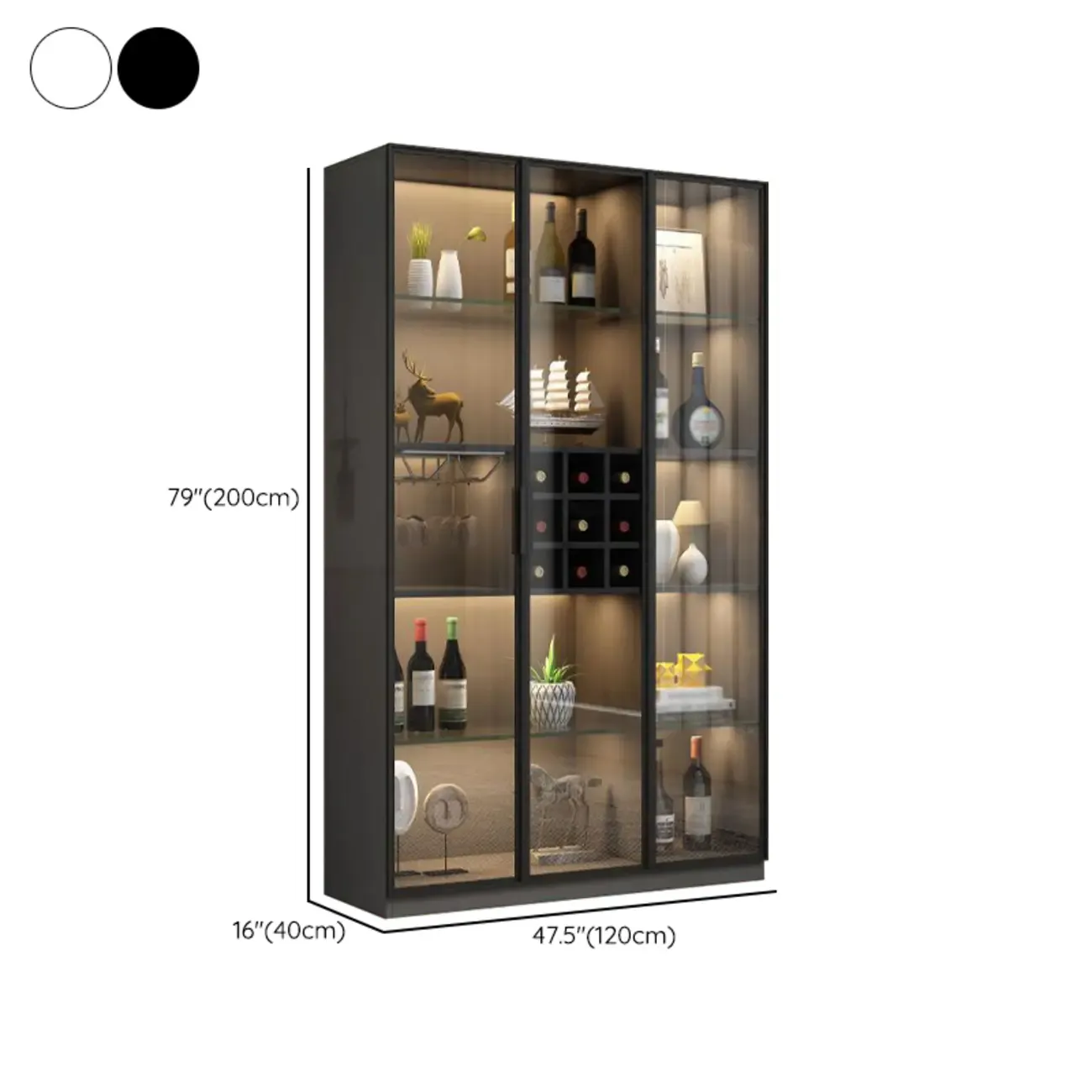 Glam Black Wooden Floor Wine Display Rack Image - 30
