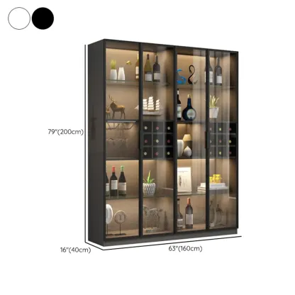 Glam Black Wooden Floor Wine Display Rack Image - 31