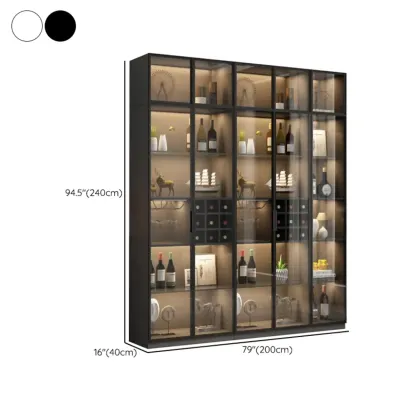 Glam Black Wooden Floor Wine Display Rack Image - 32