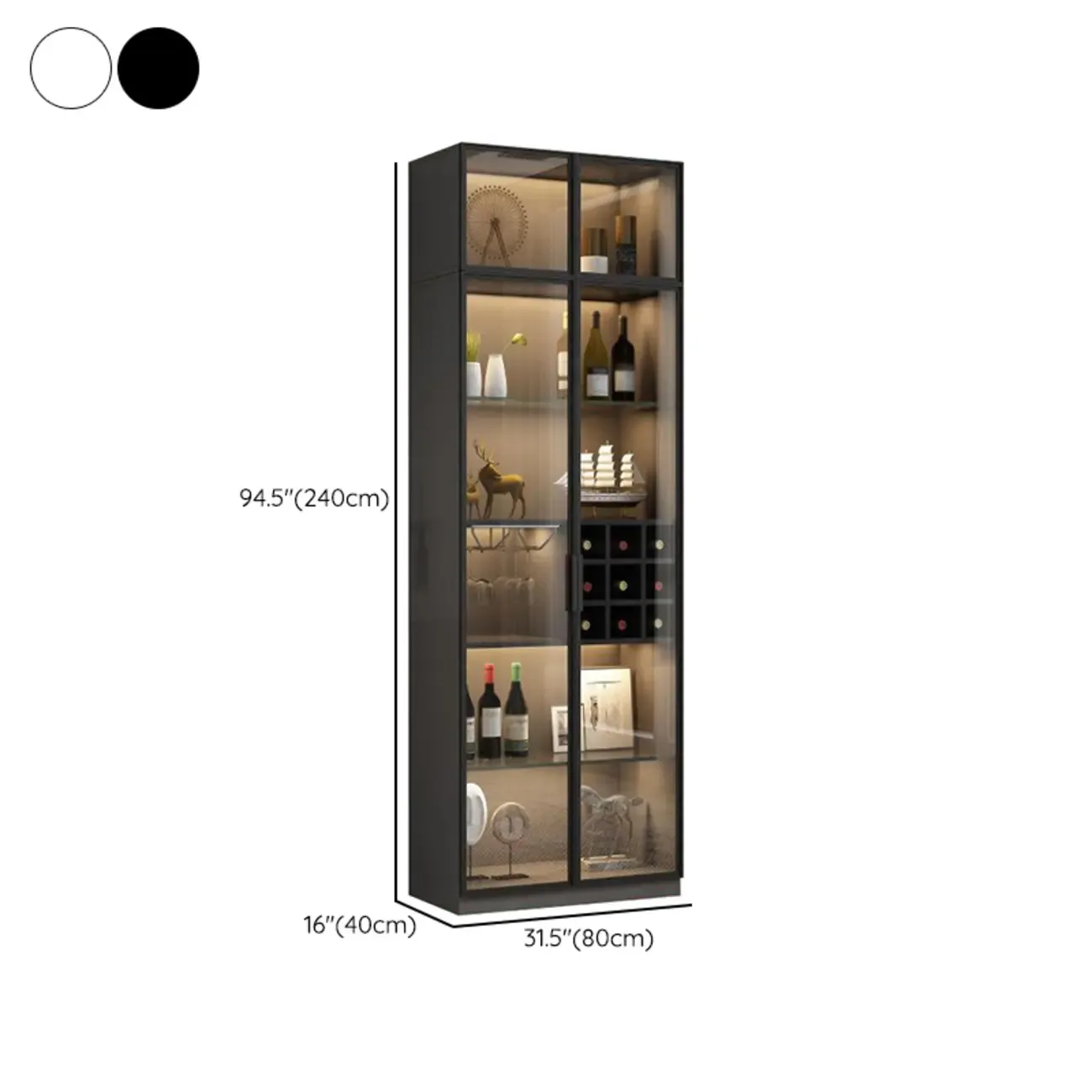Glam Black Wooden Floor Wine Display Rack Image - 33