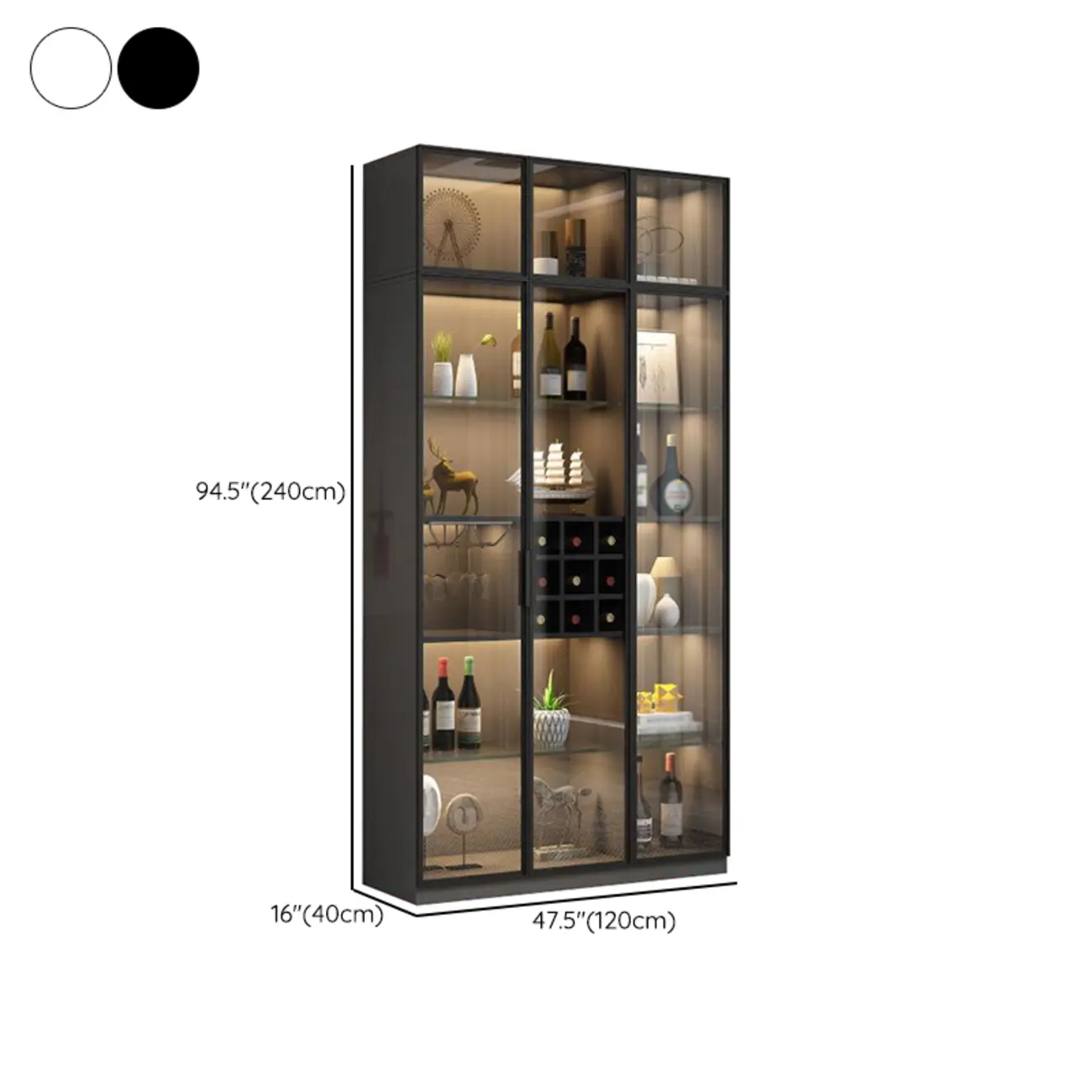 Glam Black Wooden Floor Wine Display Rack Image - 34 | homeyfad