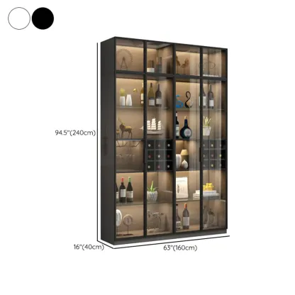 Glam Black Wooden Floor Wine Display Rack Image - 35
