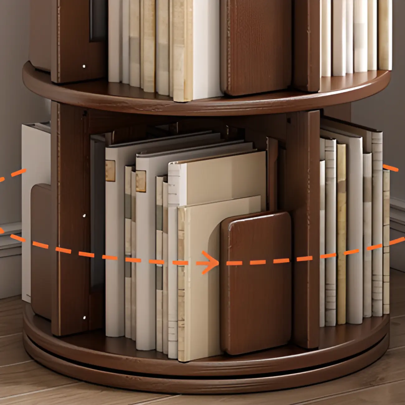 Convenient Cylindrical Rotating Modern Wood Vertical Bookcase Image - 10 | homeyfad