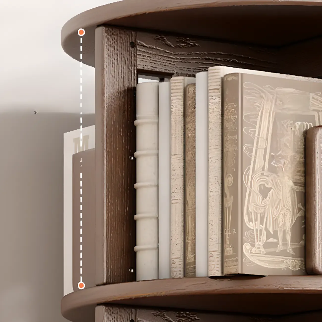 Convenient Cylindrical Rotating Modern Wood Vertical Bookcase Image - 8
