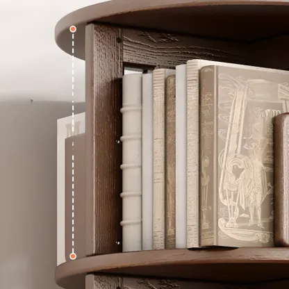 Convenient Cylindrical Rotating Modern Wood Vertical Bookcase Image - 8