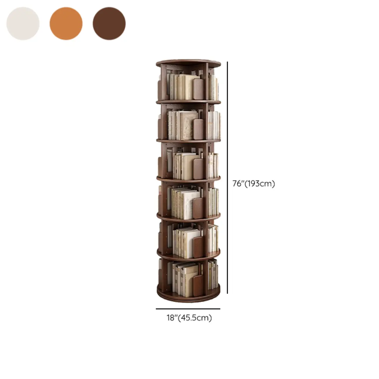 Convenient Cylindrical Rotating Modern Wood Vertical Bookcase Image - 16 | homeyfad