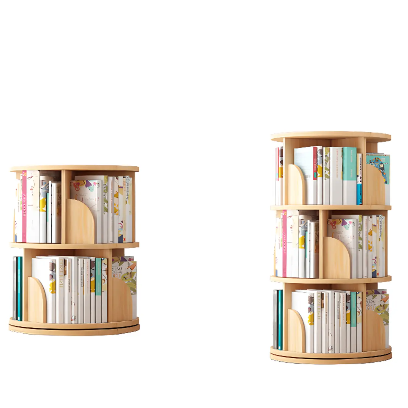 Space-saving Rotating Wood Vertical Corner Bookcase in Multi-Layer Image - 9 | homeyfad