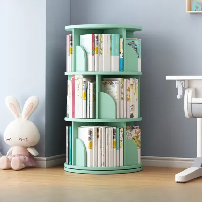 Space-saving Rotating Wood Vertical Corner Bookcase in Multi-Layer Image - 14