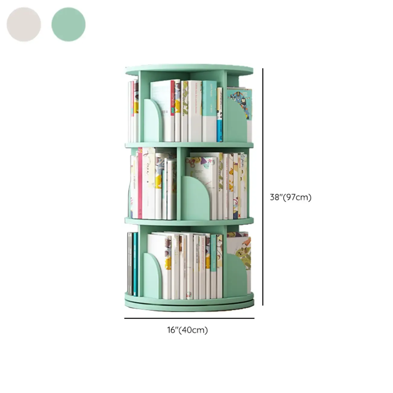 Space-saving Rotating Wood Vertical Corner Bookcase in Multi-Layer Image - 30