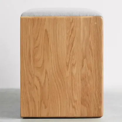 Scandinavian Oak Shoe Storage Bench with Cushion Image - 4