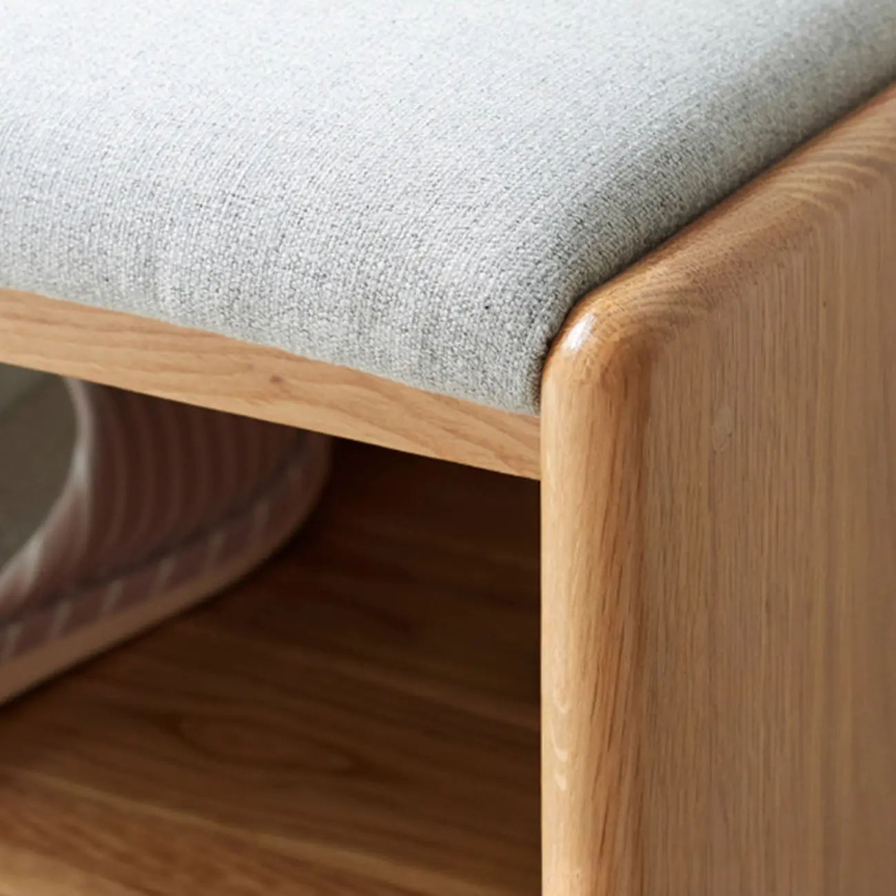 Scandinavian Oak Shoe Storage Bench with Cushion Image - 10 | homeyfad
