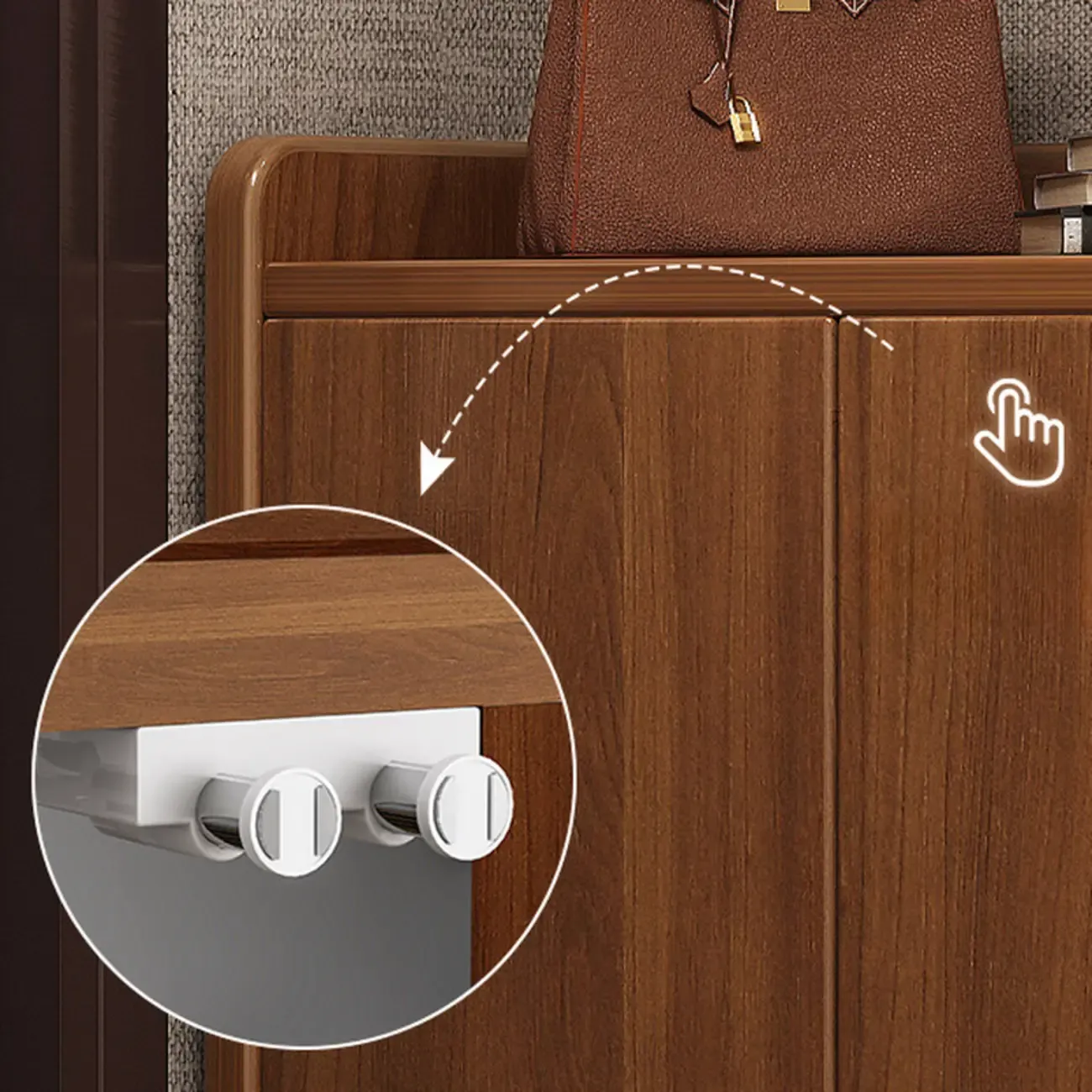 Vertical Modern White Wood Entryway Shoe Cabinet Image - 7