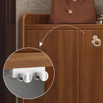 Vertical Modern White Wood Entryway Shoe Cabinet Image - 7