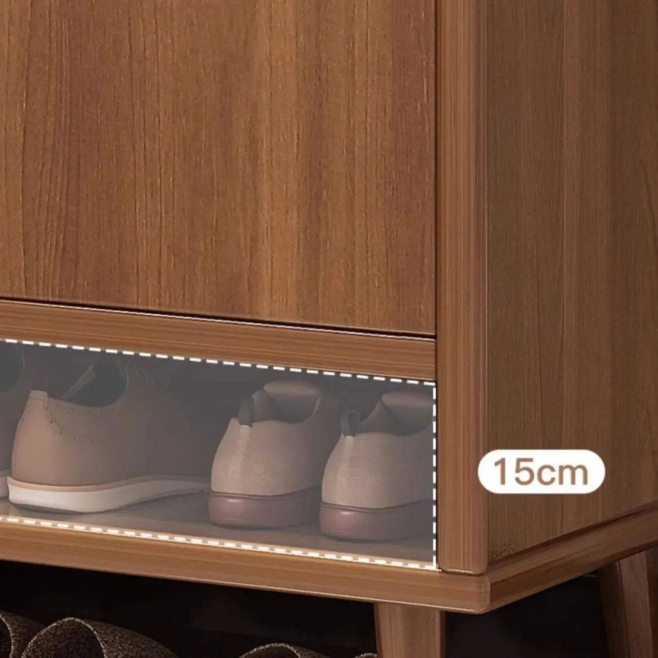 Vertical Modern White Wood Entryway Shoe Cabinet Image - 11