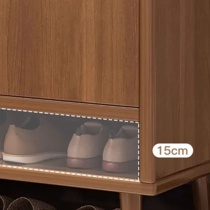 Vertical Modern White Wood Entryway Shoe Cabinet Image - 11