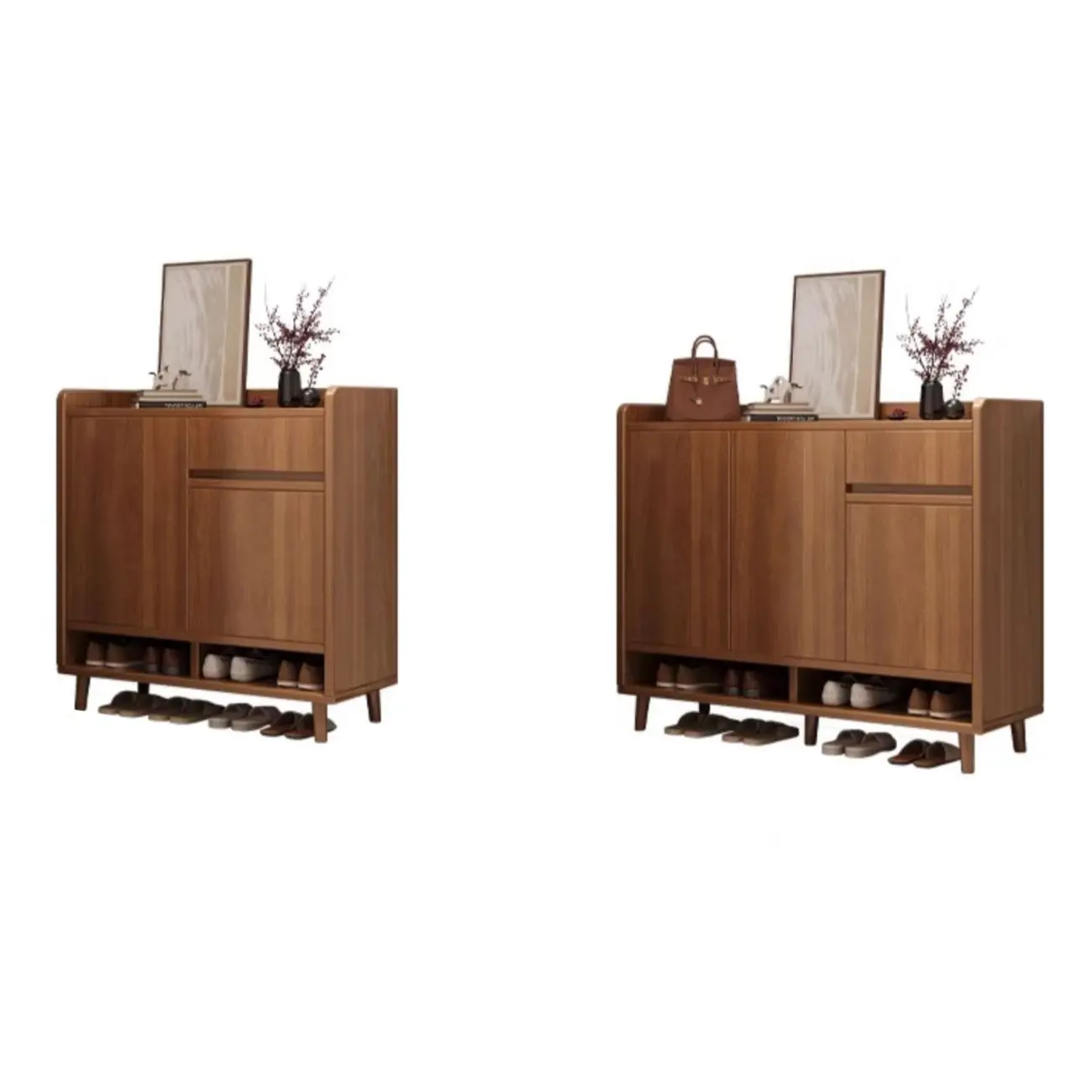 Vertical Modern White Wood Entryway Shoe Cabinet Image - 12 | homeyfad