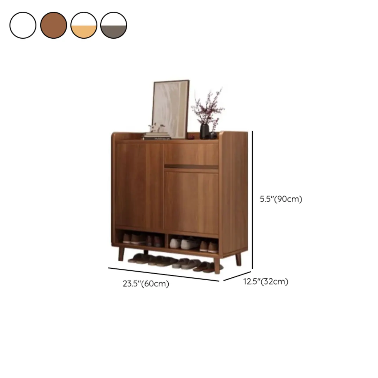 Vertical Modern White Wood Entryway Shoe Cabinet #size | homeyfad