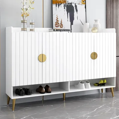 Grey Entryway Shoe Storage Bench with Cushioned Seat Image - 6