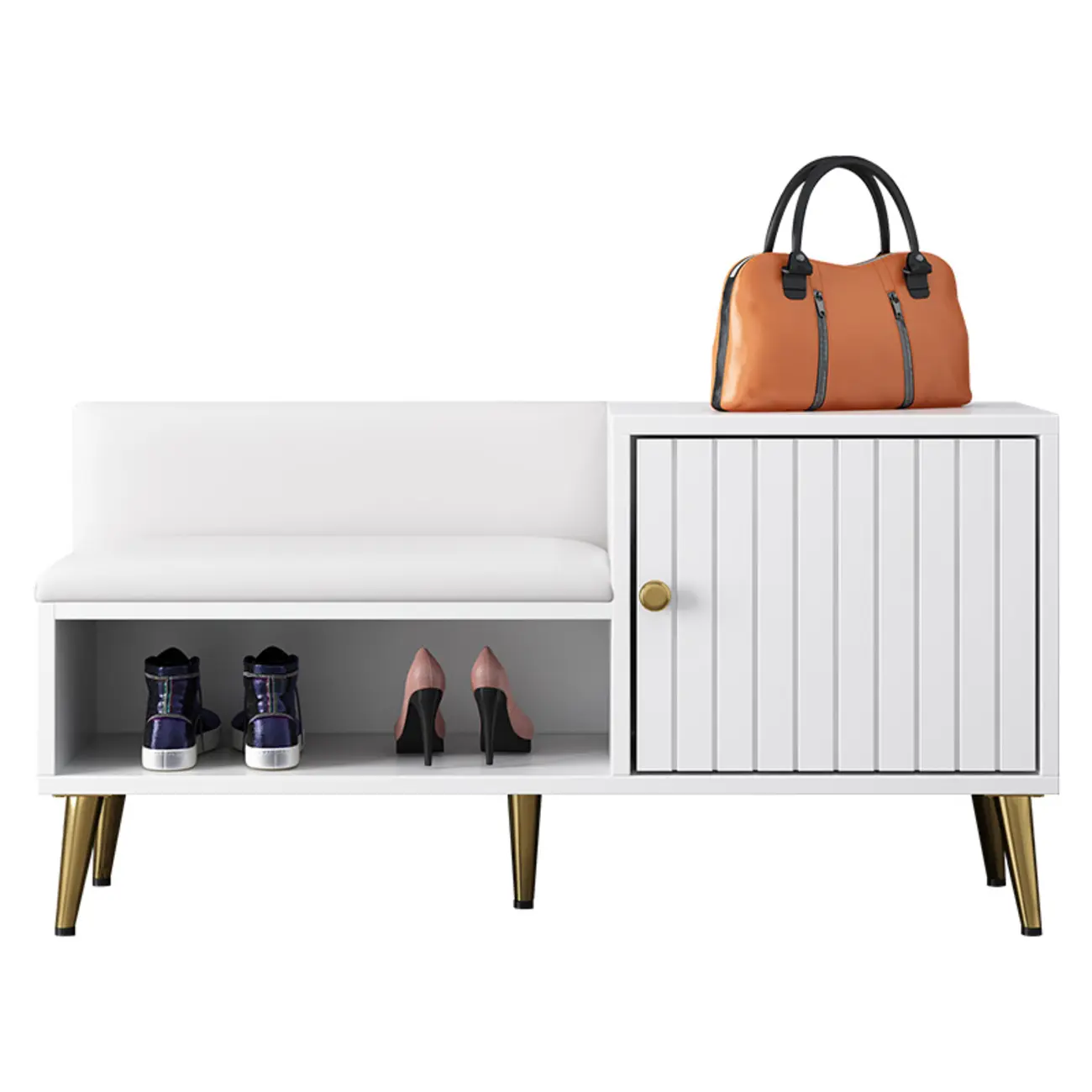 Grey Entryway Shoe Storage Bench with Cushioned Seat Image - 7 | homeyfad
