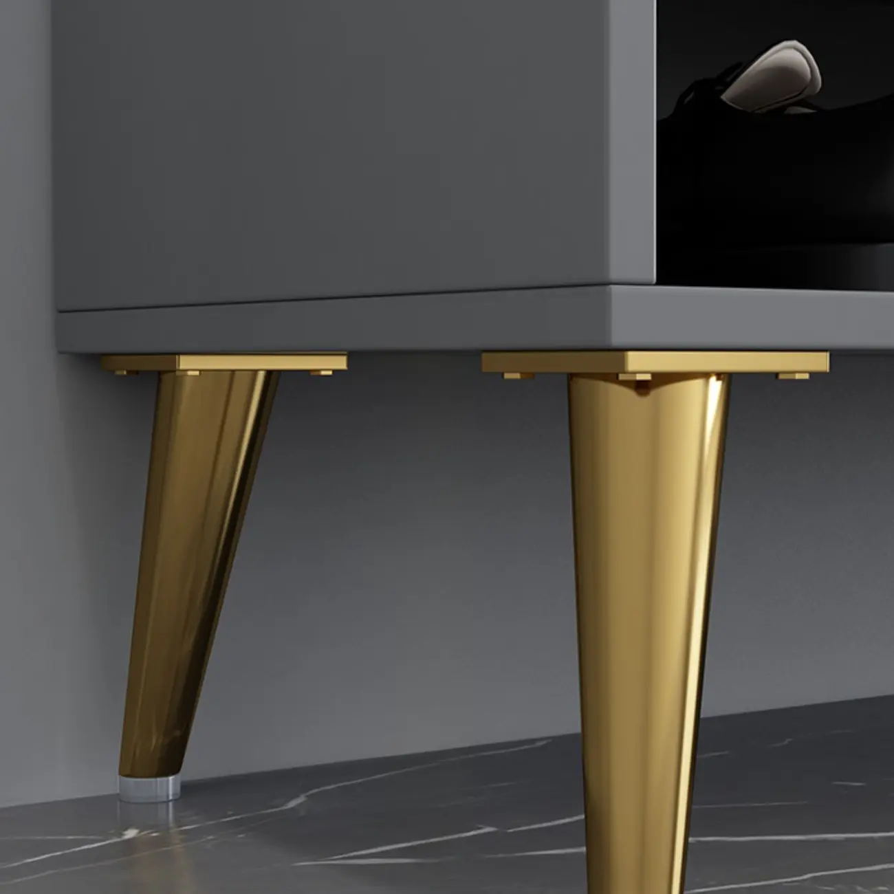 Grey Entryway Shoe Storage Bench with Cushioned Seat Image - 8 | homeyfad