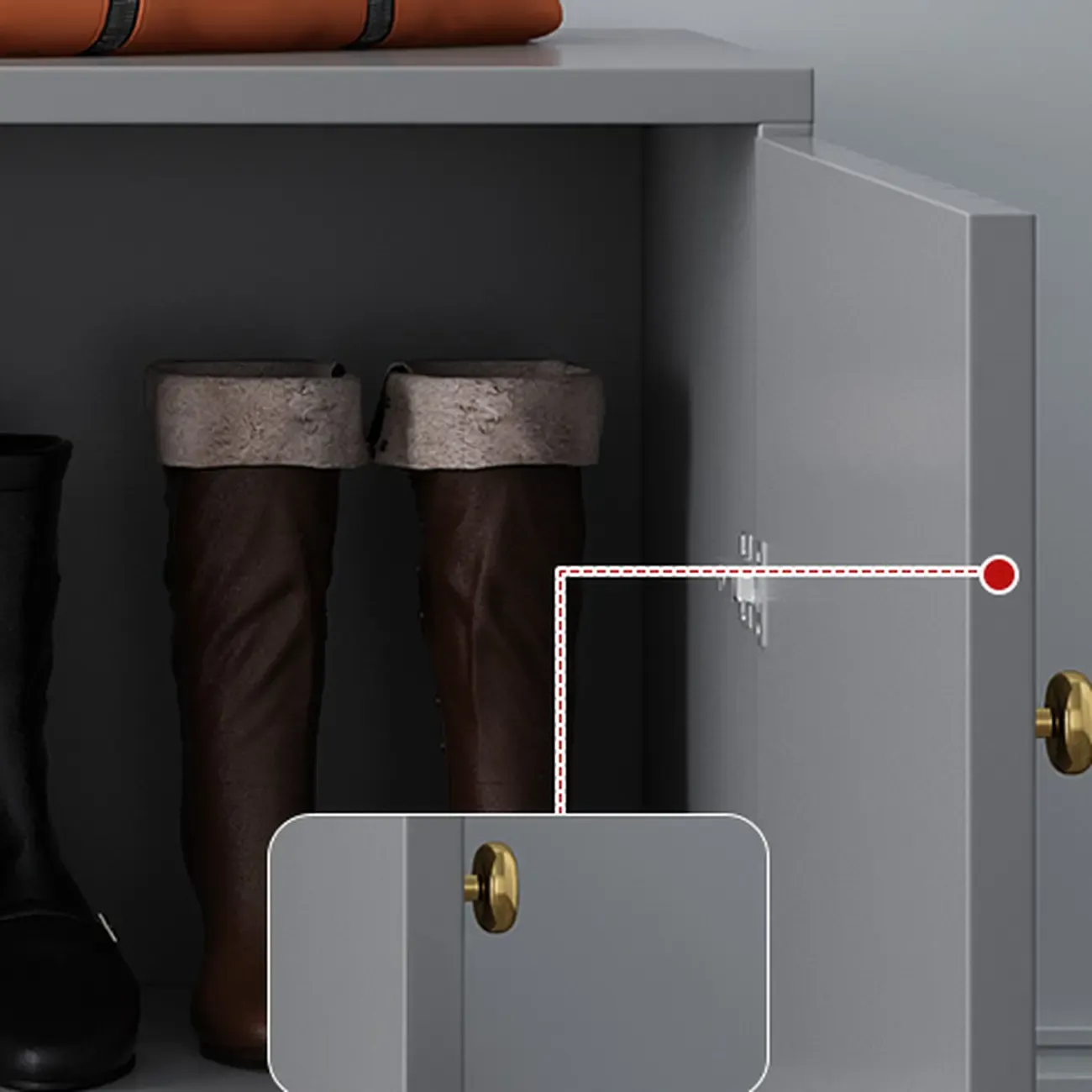 Grey Entryway Shoe Storage Bench with Cushioned Seat Image - 9