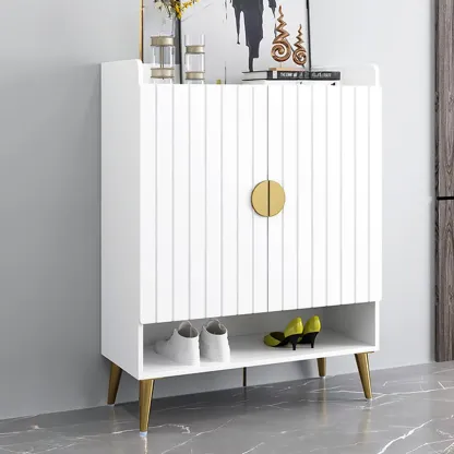 Grey Entryway Shoe Storage Bench with Cushioned Seat Image - 10