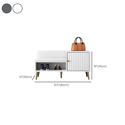 Grey Entryway Shoe Storage Bench with Cushioned Seat #size