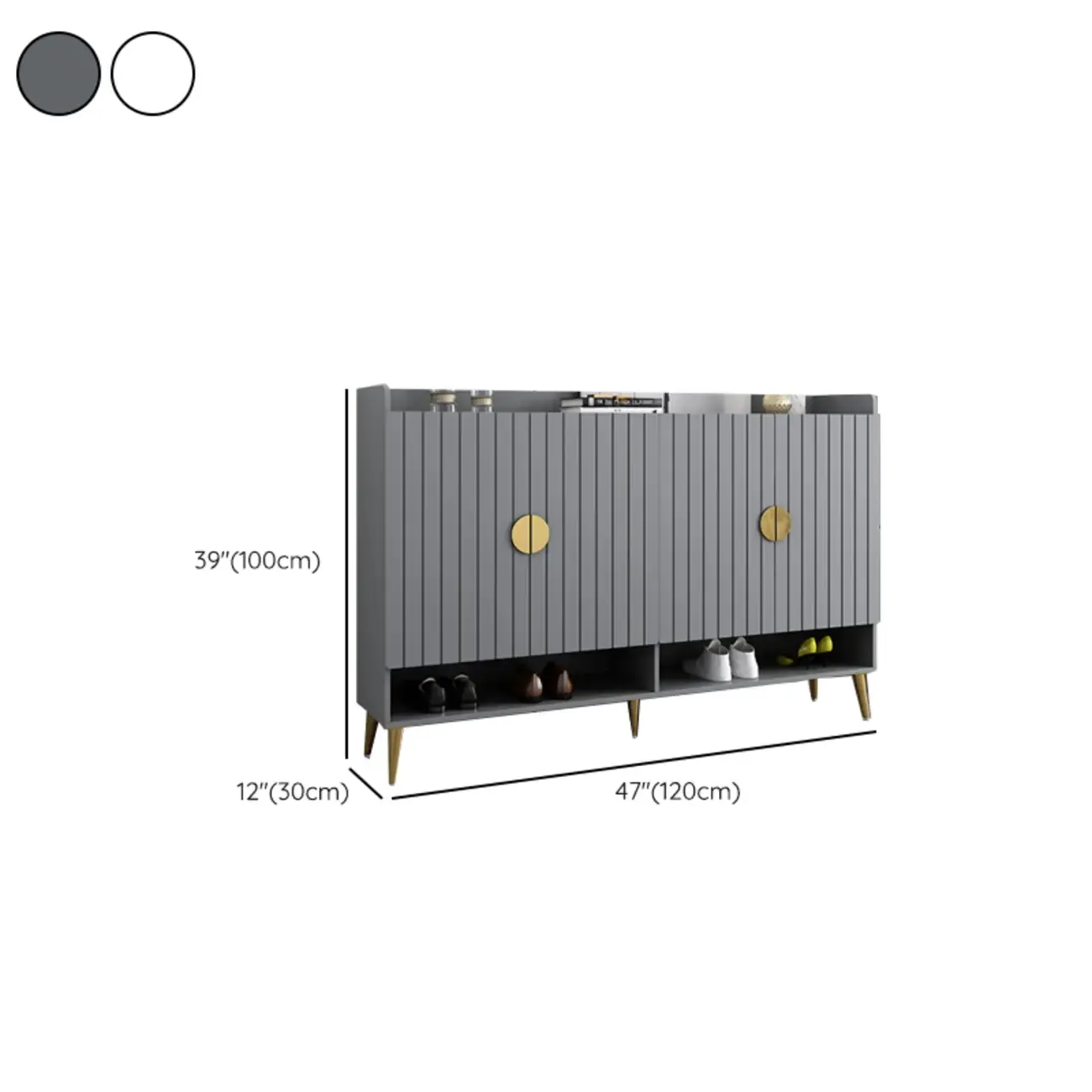 Grey Entryway Shoe Storage Bench with Cushioned Seat Image - 15