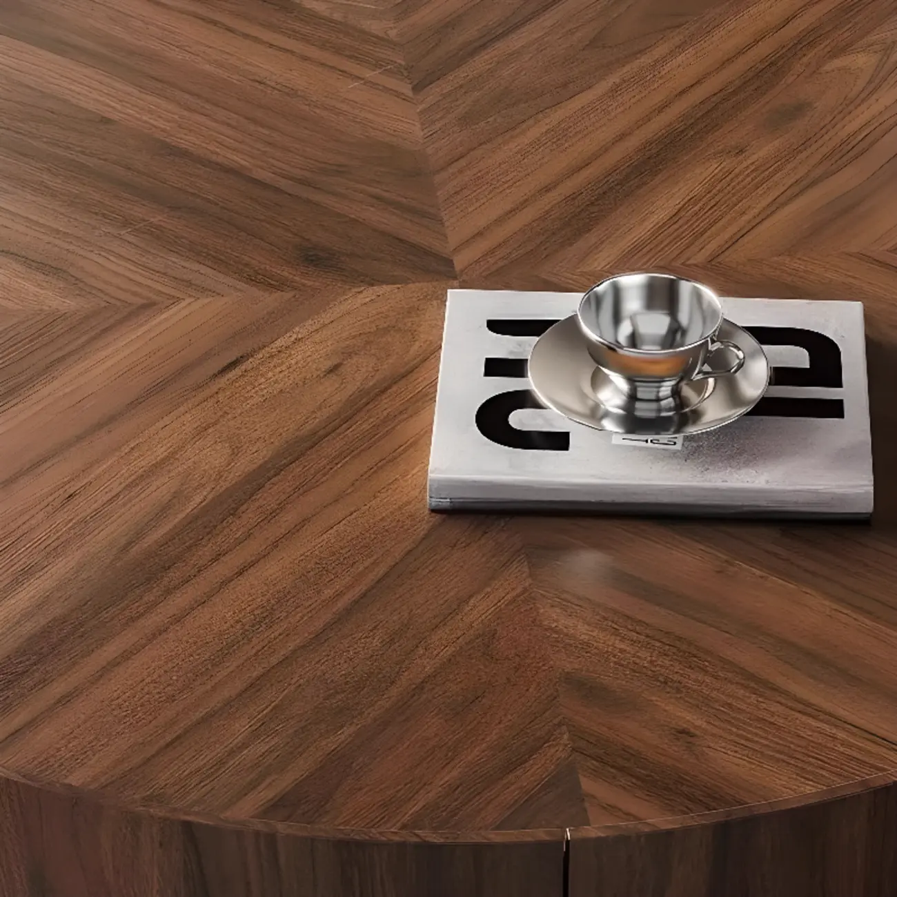 2 Drawers Round Reclaimed Wood Nesting Pallet Coffee Table Image - 5 | homeyfad