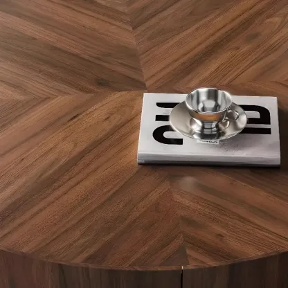 2 Drawers Round Reclaimed Wood Nesting Pallet Coffee Table Image - 5