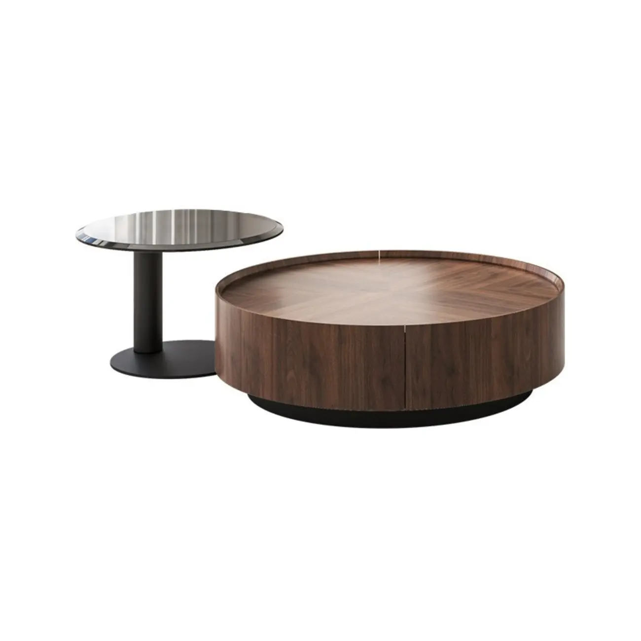 2 Drawers Round Reclaimed Wood Nesting Pallet Coffee Table Image - 7 | homeyfad